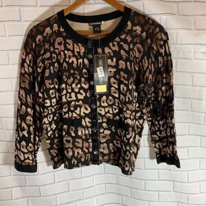 Sweaterworks NWT Print Bejeweled Cardigan Sz L